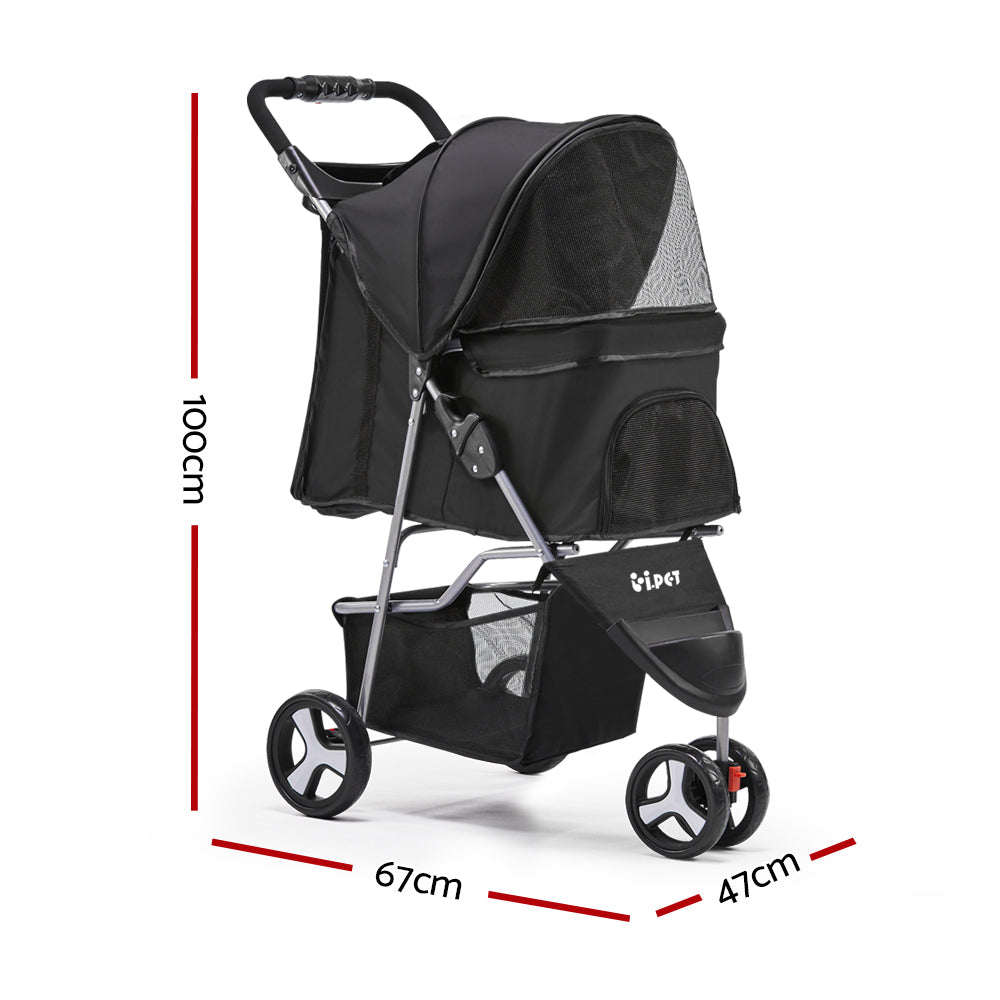 i.Pet Pet Stroller Dog Cat Carrier Pram Large Travel Pushchair Foldable 3 Wheels- Free Shipping