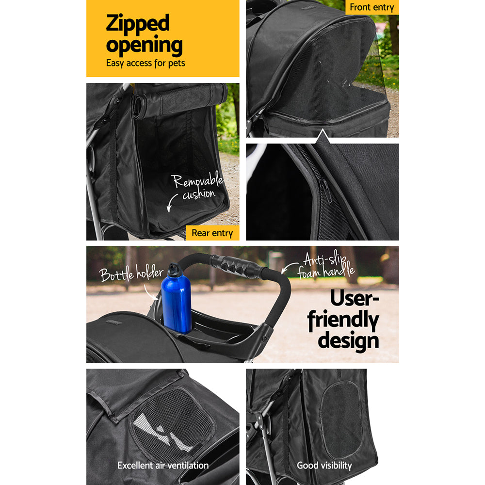 i.Pet Pet Stroller Dog Cat Carrier Pram Large Travel Pushchair Foldable 3 Wheels- Free Shipping
