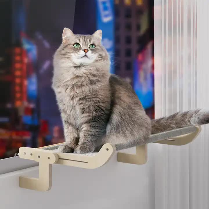Bed- Sofa-Mounted Cat Hammock Bed- Wooden Frame, Comfortable and Space-Saving Design for Cats- Free Shipping