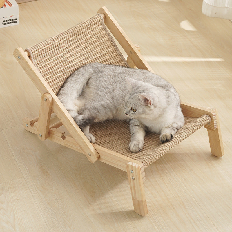 Adjustable Wooden Cat Lounge Chair - Comfortable Woven Hammock for Cats- Free Shipping