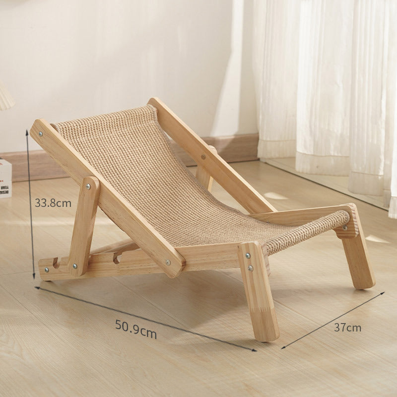 Adjustable Wooden Cat Lounge Chair - Comfortable Woven Hammock for Cats- Free Shipping