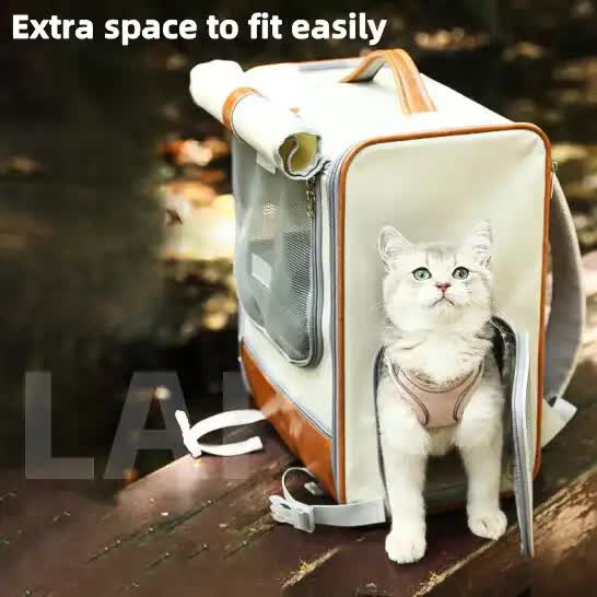 Grey Large Capacity Breathable Foldable Pet Trolley – Travel Cat Carrier with Wheels, Portable, Spacious, and Convenient for Two Cats- Free Shipping