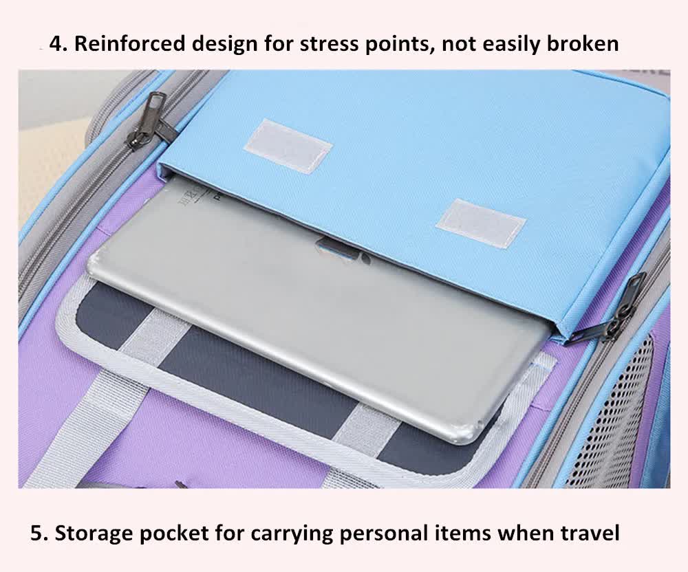 Blue And Purple Portable Pet Carrier Backpack - Spacious, Breathable, and Travel-Friendly for Cats and Small Dogs- Free Shipping