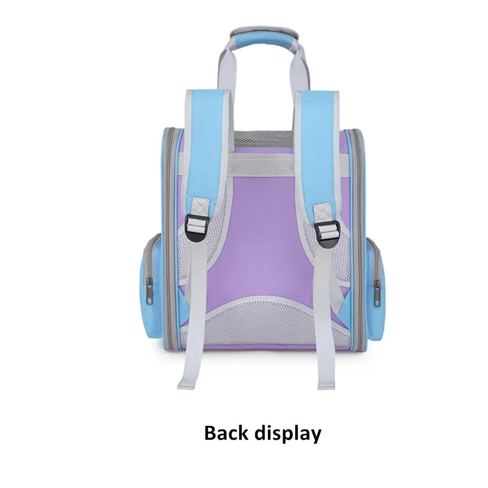 Blue And Purple Portable Pet Carrier Backpack - Spacious, Breathable, and Travel-Friendly for Cats and Small Dogs- Free Shipping