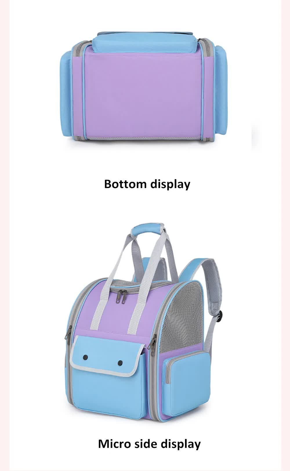 Blue And Purple Portable Pet Carrier Backpack - Spacious, Breathable, and Travel-Friendly for Cats and Small Dogs- Free Shipping