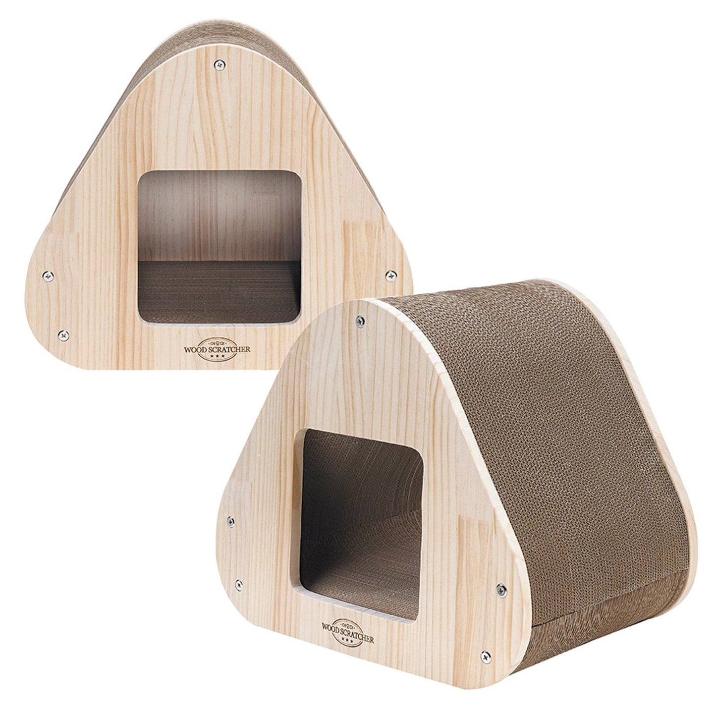 Yaomi Wood Triangle Cat Scratcher and Cubby Bed -Free Shipping