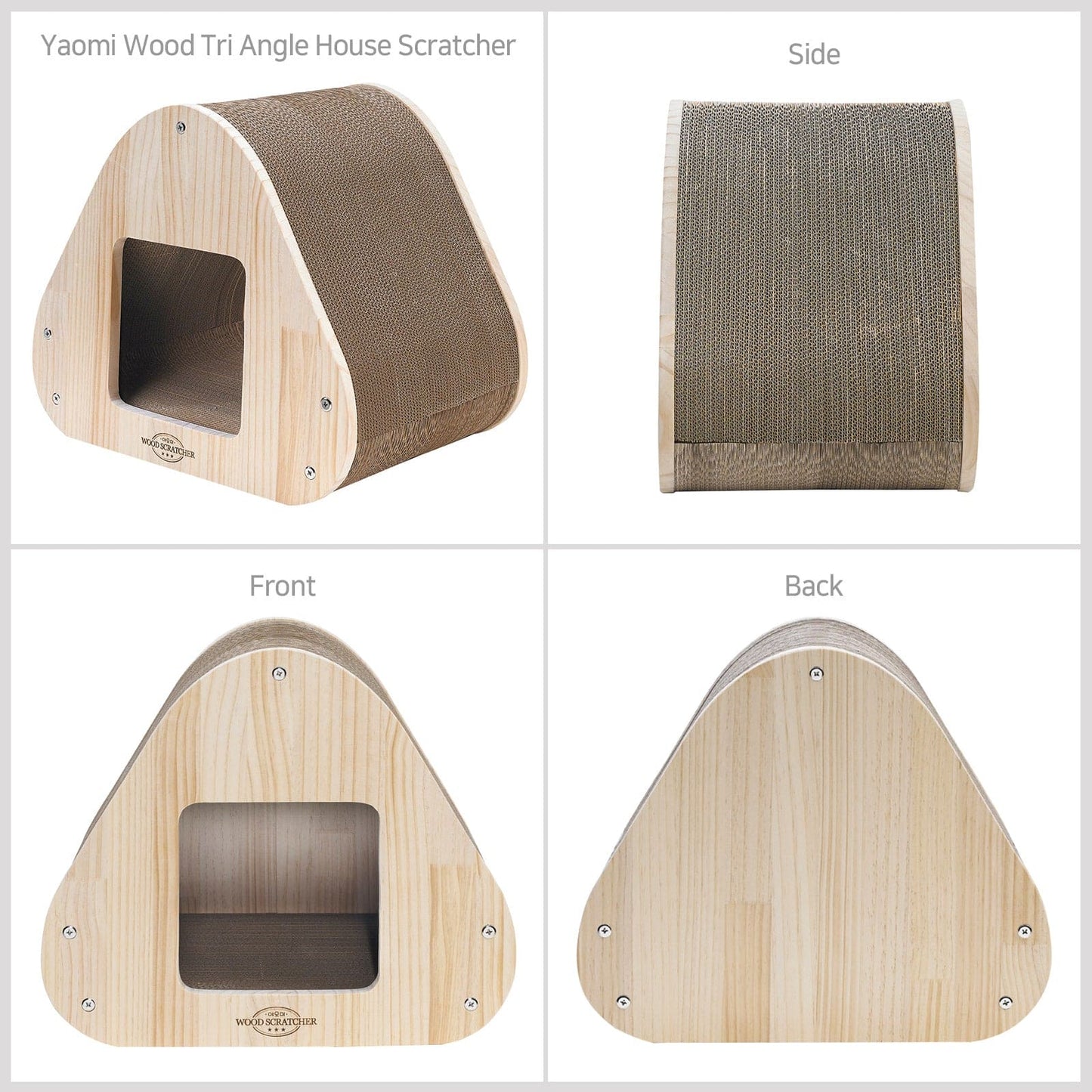 Yaomi Wood Triangle Cat Scratcher and Cubby Bed -Free Shipping