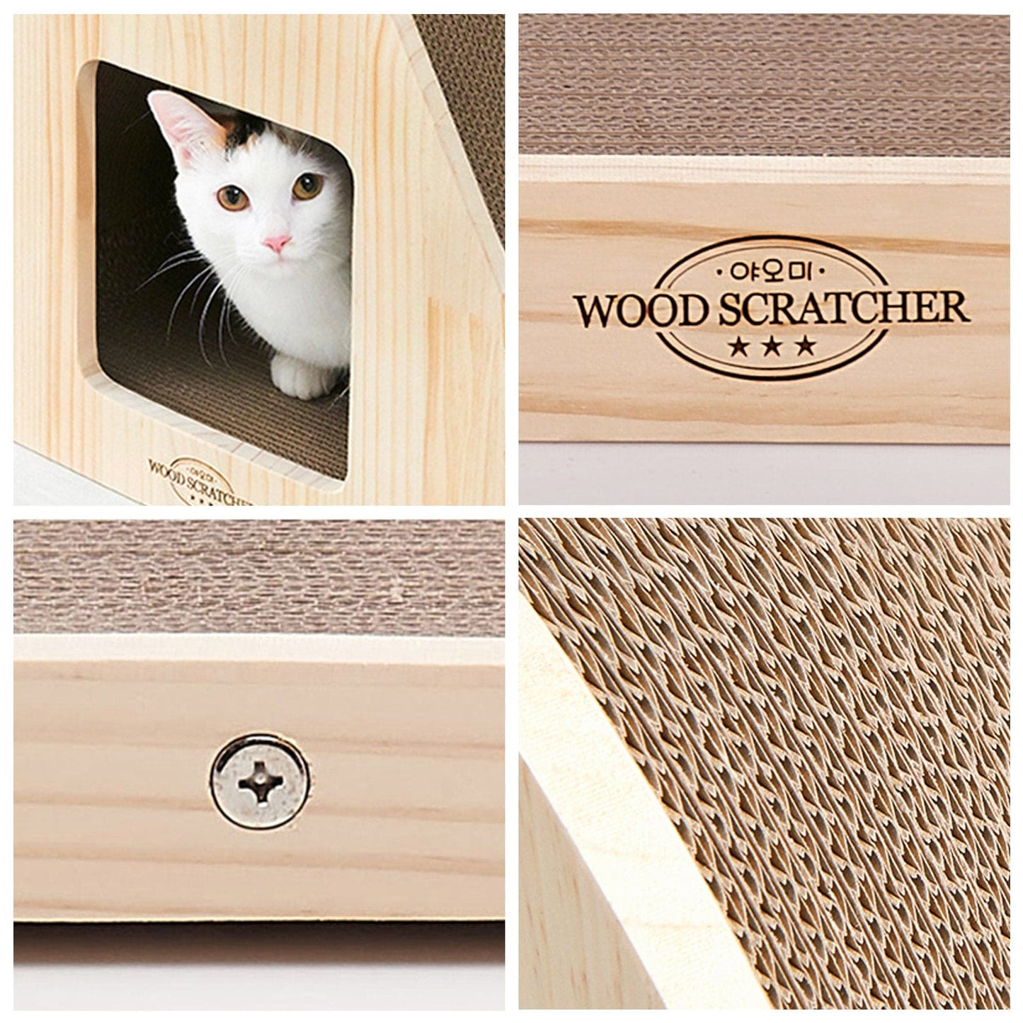 Yaomi Wood Triangle Cat Scratcher and Cubby Bed -Free Shipping