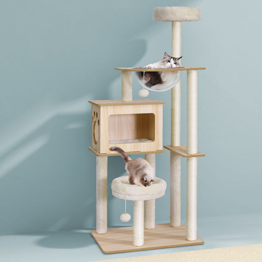 i.Pet Cat Tree Tower Scratching Post Scratcher 142cm Wood Bed Condo House- Free Shipping