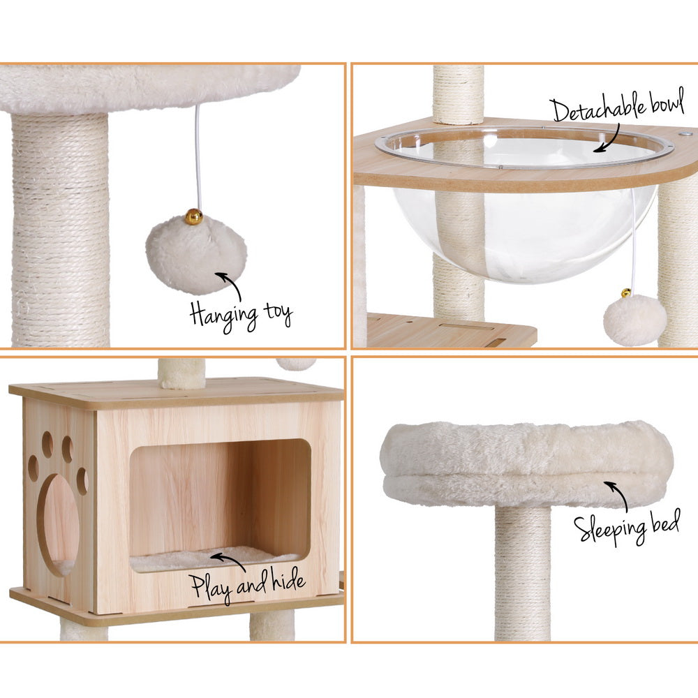 i.Pet Cat Tree Tower Scratching Post Scratcher 142cm Wood Bed Condo House- Free Shipping