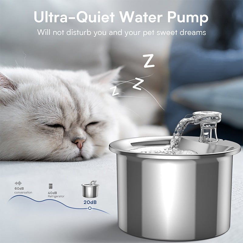 Intelligent Stainless Steel Pet Water Fountain with Smart Sensor, USB Plug, and Auto Power-Off Function - Free Shipping