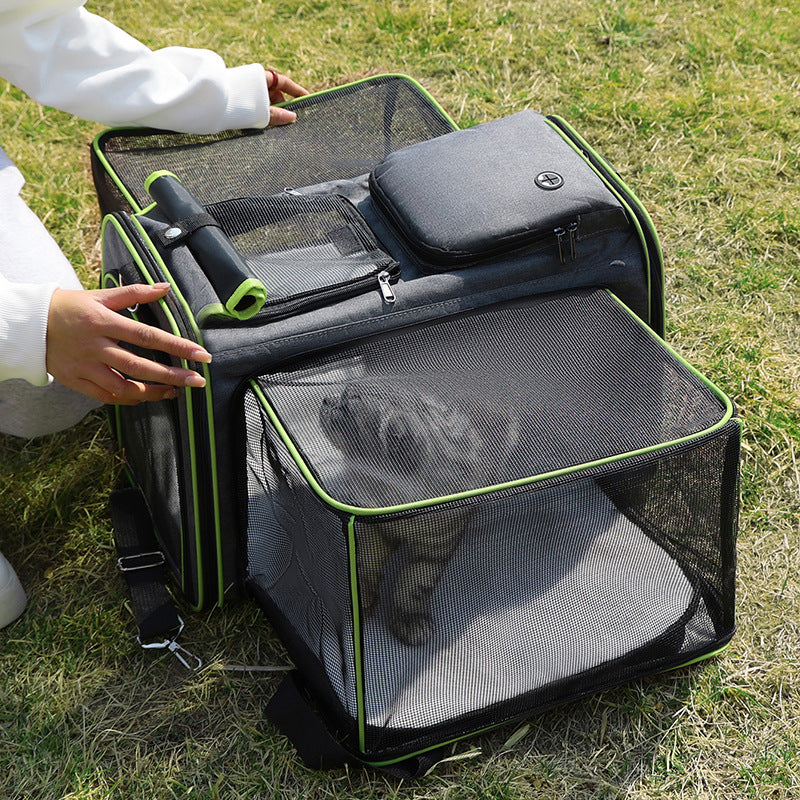 Gray Blue Foldable Portable Pet Carrier Bag - Large Capacity Travel Backpack for Cats and Small Dogs, Expandable Car Pet Bag, Handheld Pet Carrier for Outdoor Adventures- Free Shipping