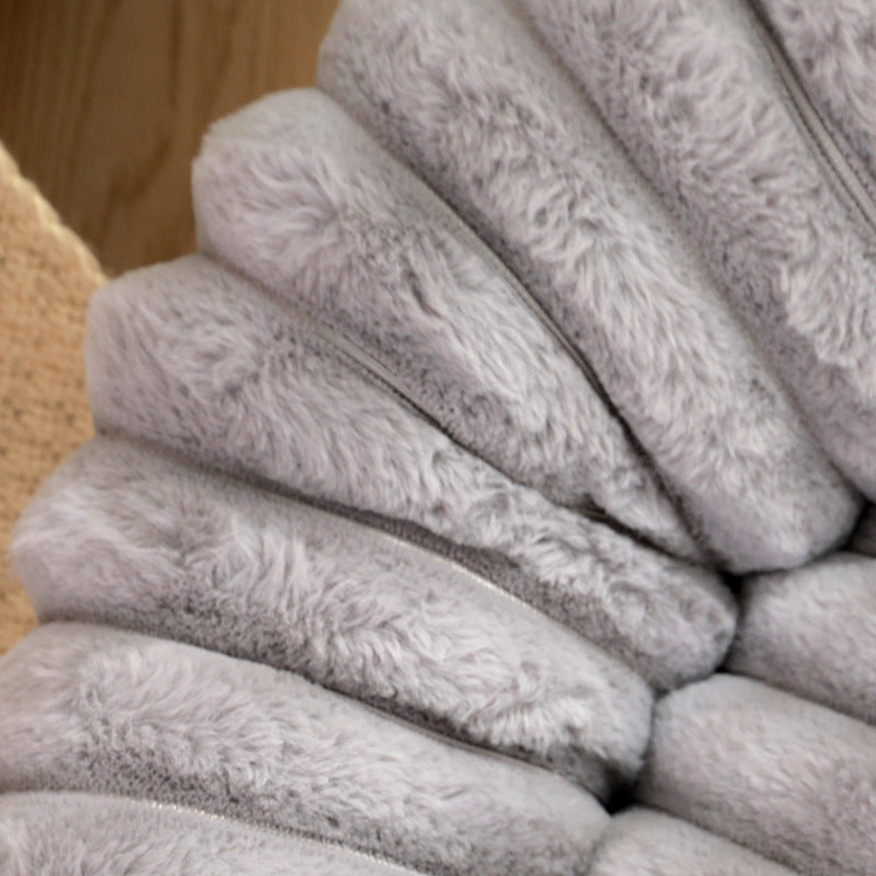 Khaki Plush Pet Bed - 40cm Round Dog & Cat Mat, Cozy PP Cotton Filled, Free Shipping