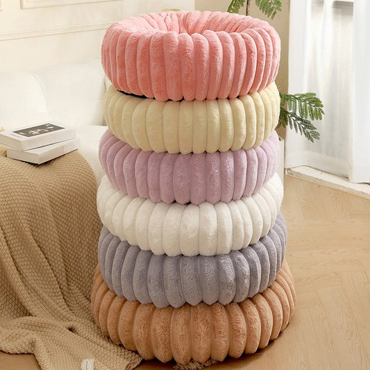 Pink Plush Pet Bed - 40cm Round Dog & Cat Mat, Cozy PP Cotton Filled, Free Shipping